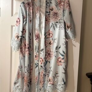 Floral Robe with Lace Details